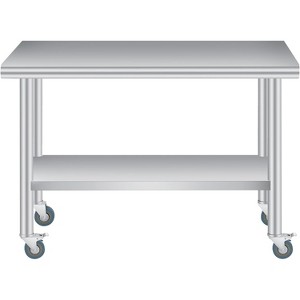 Heavy Duty Stainless Steel Prep Table with Wheels, 4 Sizes Commercial Work Table Kitchen Cart for Restaurant Bar Garage, NSF Metal - 1 of 4