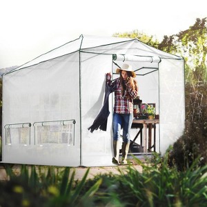 EAGLE PEAK 12'x8' Portable Large Walk-in Greenhouse, Roll-Up Zipper Entry Doors and Side Windows - 1 of 4