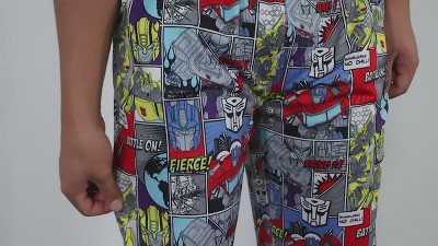 Transformers Men's Pajama Pants Comic Strip Battle On Sleep Lounge Bottoms