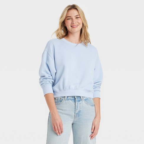 Women s Leisure Studio Pullover Sweatshirt Universal Thread Light Blue Xl Target