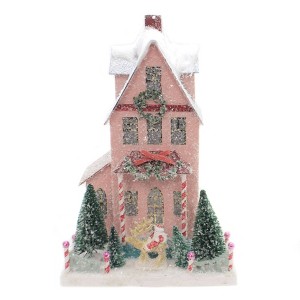 Cody Foster 14.5 Inch Merry Christmas House Light Up Vintage Look Holiday Village Buildings - 1 of 4