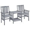 vidaXL Patio Chairs with Tea Table and Cushions Solid Acacia Wood - 2 of 4