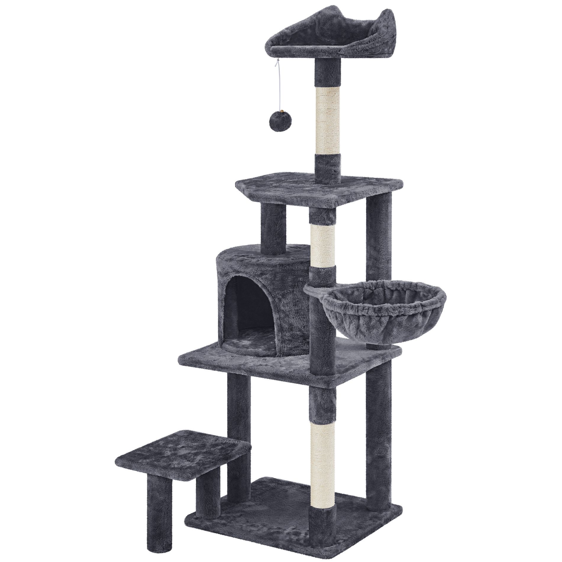 Yaheetech 57" Multi Level Cat Tower Tall Cat Tree with Basket & Condo & Scratching Post