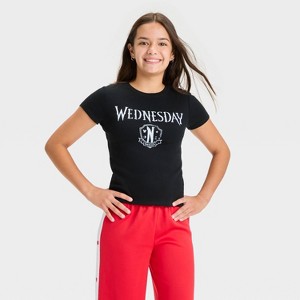 Girls' Short Sleeve Graphic 'Wednesday' Baby T-Shirt - art class™ Black - 1 of 4