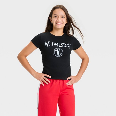 Girls' Short Sleeve Graphic 'Wednesday' Baby T-Shirt - art class™ Black - image 1 of 4