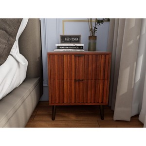 Wooden Nightstand with 2 Drawers for Bedroom – Sturdy Storage Side Table in Coffee Finish - 1 of 4
