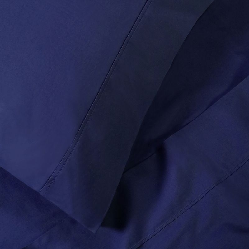 300-Thread Count Breathable Cotton Percale Deep Pocket Solid Bed Sheet Set by Blue Nile Mills, 3 of 5