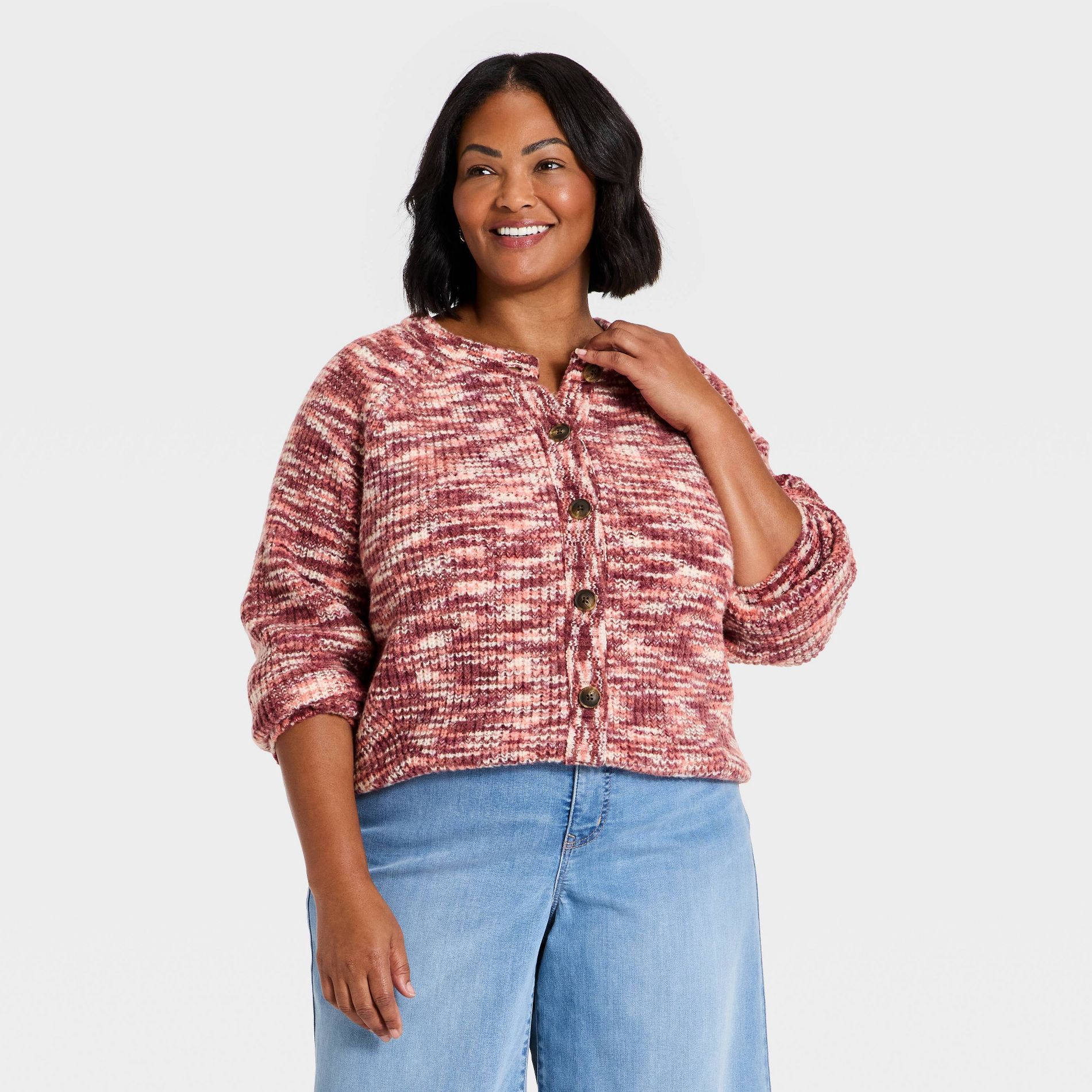 Women's Button-Up Space Dyed Cardigan Sweater - Ava & Viv™