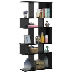 5 Cubes Ladder Shelf Corner Bookshelf Display Rack Bookcase - 1 of 4