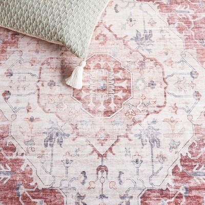 Arizona Red and Beige Synthetic Washable Area Rug