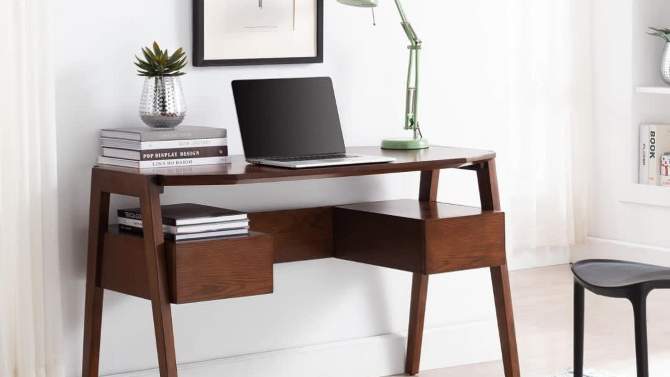 Crownfield Mid-Century Modern Writing Desk with Storage - Aiden Lane, 2 of 14, play video