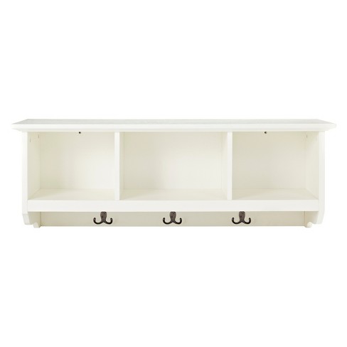 25 x 9 Entryway Floating Utility Wall Shelf with Hooks White - Danya B.