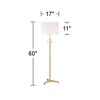 Possini Euro Design Encino Modern Tripod Floor Lamp Standing 60" Tall Brass Gold Metal Off White Fabric Drum Shade for Living Room Bedroom Office Home - 4 of 4