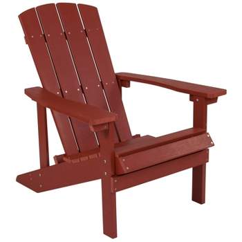 Merrick Lane Azure Adirondack Patio Chairs With Vertical Lattice Back And Weather Resistant Frame