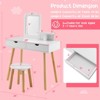 Infans Kid Vanity Table Chair Set with Mirror Large Storage Drawers Wooden Legs White - 2 of 4