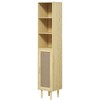 HOMCOM Tall Bathroom Storage Cabinet with Rattan Doors, Freestanding Bathroom Cabinet with Open Shelves and Cabinet - 4 of 4