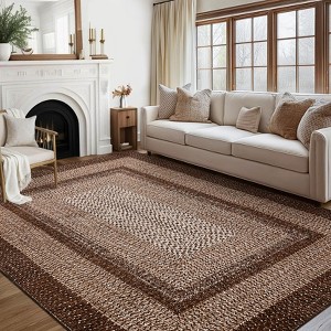 Washable Area Rugs for Living Room Non Slip Modern Braided Print Rug - 1 of 4