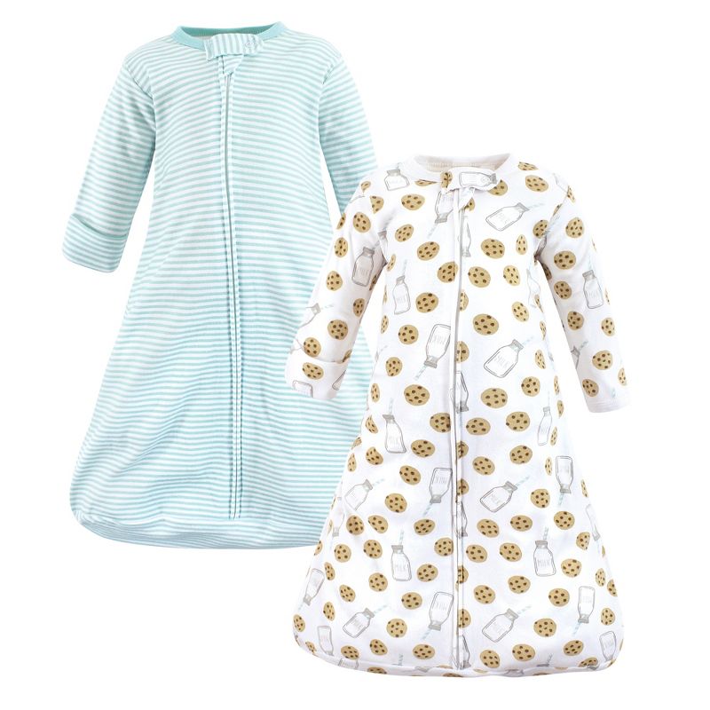 Hudson Baby Cotton Long-Sleeve Wearable Sleeping Bag, Sack, Blanket, Mint Milk Cookies Long Sleeve, 1 of 5