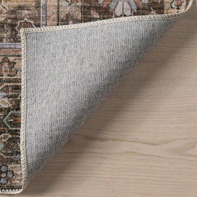 Eco-Friendly Easy Care Vintage Medallion Rug in Light Brown 3' x 5'