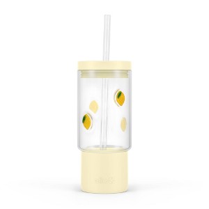 Ello Charmed 18oz Lemon Glass Straw Tumbler Yellow : Target