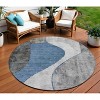 Denim Blue And Sky Blue Abstract Washable Indoor Outdoor Area Rug - 2 of 4