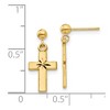 Black Bow Jewelry Small Satin and Diamond Cut Cross Dangle Post Earrings in 14k Gold - 4 of 4