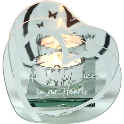 Pavilion Gift Company - Always & Forever - 4" x 3.75" Mirrored Glass Candle Holder - Candle Holders