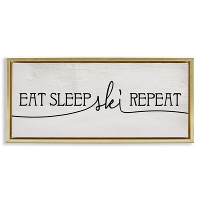Stupell Industries Eat Sleep Ski Repeat Phrase, 25" x 11"