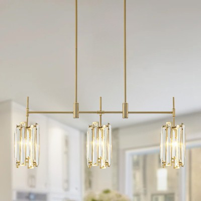 Rennnsan Thalor 35" W 3 - Light Liner Crystal Modern Glam Dimmable Kitchen Island Pendant