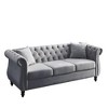 3+3 Velvet Chesterfield Sofa Set with Nailhead Trim & Pillows - 4 of 4