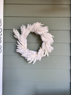 XL 22 In. Natural Ivory Pampas Grass Fall Wreath Front Door 