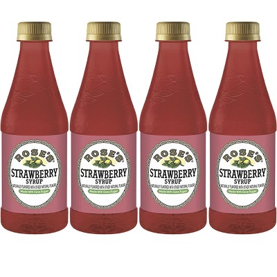 Rose’s Strawberry Syrup 4 Pack 12 OZ Bottle, | Perfect for Cocktails, Beverages, and Mixers