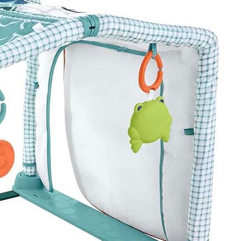 Fisher-Price 3-in-1 Crawl & Play Activity Gym with Mirror, Frog Rattle, Snail Teether, Crinkle Garden Gnome and Watering Can for Newborn to Toddler, 4 of 8