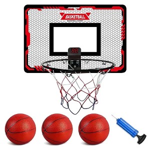 MOVSSOU Indoor Basketball Hoop for Kids Automatic Scoring Electronic Scoreboard with 3 Balls Basketball Toy - 1 of 4