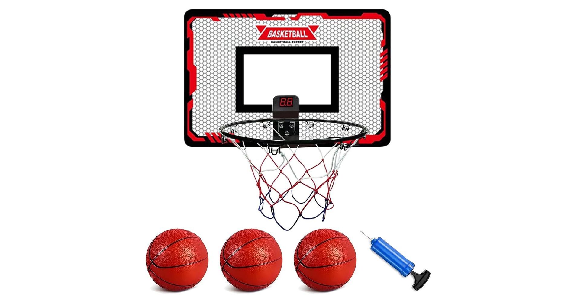 MOVSSOU Indoor Basketball Hoop for Kids Automatic Scoring Electronic Scoreboard with 3 Balls Basketball Toy
