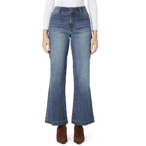 Angels Forever Young Women's Everbreeze Curvy High-Rise Relaxed Flare Jeans - 1 of 3