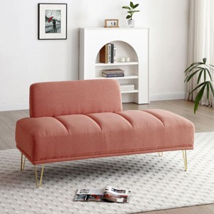 56" Width End of Bed Bench,Velvet Fabric Upholstered 2 Seater Sofa Couch Entryway Ottoman Bench,Fuzzy Sofa Stool Footrest,Window Bench-Cuddlewood - 1 of 4