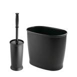 mDesign 2 Piece Plastic Bathroom Set, Bowl Brush and Trash Can