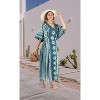 LA LEELA Women's Kaftan Maxi Dress Loungewear 2X-3X Sun Navy - image 4 of 4