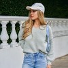 Women's Light Grey Long Sleeve Cozy Knit Top V-Neck Sweater - Cupshe - 2 of 4