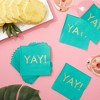 Blue Panda 50 Pack Teal Paper Napkins with Gold Foil YAY for Party Supplies, 3-Ply, 5x5 In - 2 of 4