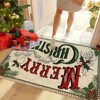 Lomsoe Christmas Doormat with Non-Slip Flannel Carpet Indoor/Outdoor Welcome Mat, Green & Red Holiday Merry Christmas. - 4 of 4