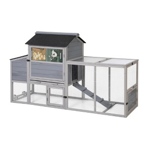 FURNIinspire Pet Crates And Houses Anti-Rust Chicken Coop With Flexible Tray Observation Window And Tool-Free Assembly, Grey, 82.30"*22.80"*44.90" - 1 of 3