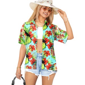 HAPPY BAY Hawaiian Shirts Womens Casual Summer Beach Party Short Sleeve Blouse Shirt Floral Tops Blouses Button Up Dress Shirts Dresses - 1 of 4
