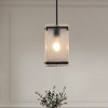 DORESshop 6 in. 1-Light Black Pendant Hanging Light with Seeded Glass Shade for Dining Room Kitchen Island - 2 of 4