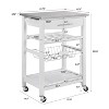 MaseiKar Mobile Rolling Kitchen Island Trolley Serving Cart with Underneath Drawer & Slide-Out Wire Storage Basket - 2 of 4