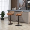 Modern Adjustable Swivel Bar Stools Set of 2, Counter Height Chairs with Linen Upholstery for Kitchen Dining Room-3irtyhousy - 3 of 4
