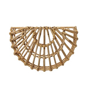 Storied Home Woven Cane Wall Pocket Natural: Iron Frame, Abstract Modern Decor, Dry Dust Care - 1 of 4