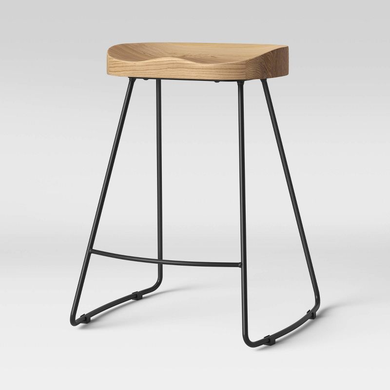 Hull Low Back Wood/Metal Counter Height Barstool - Threshold™, 3 of 12