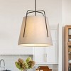 Modern Pendant Light, Large Fabric Drum Shade Chandelier, Black Metal Hanging Lamp for Kitchen Island, Dining Room - 2 of 4